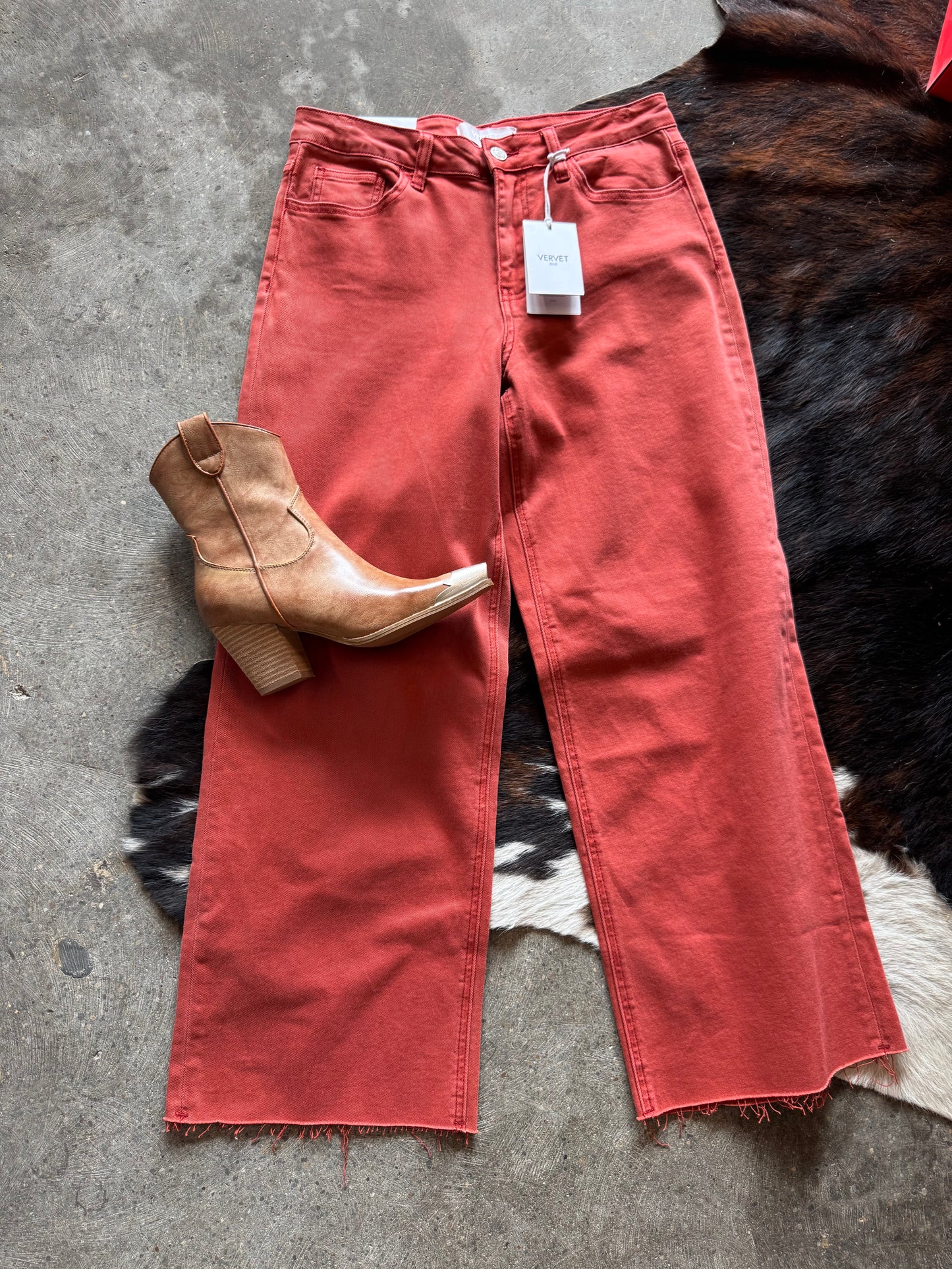 Brick cropped denim