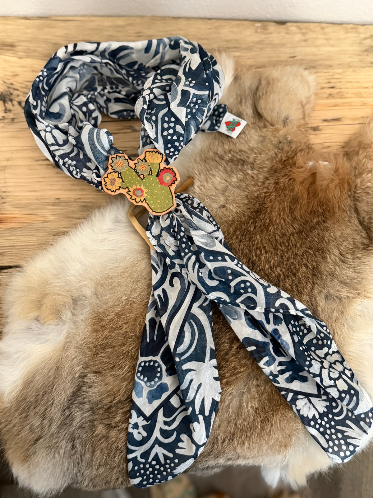 Navy Blue Floral Scarf