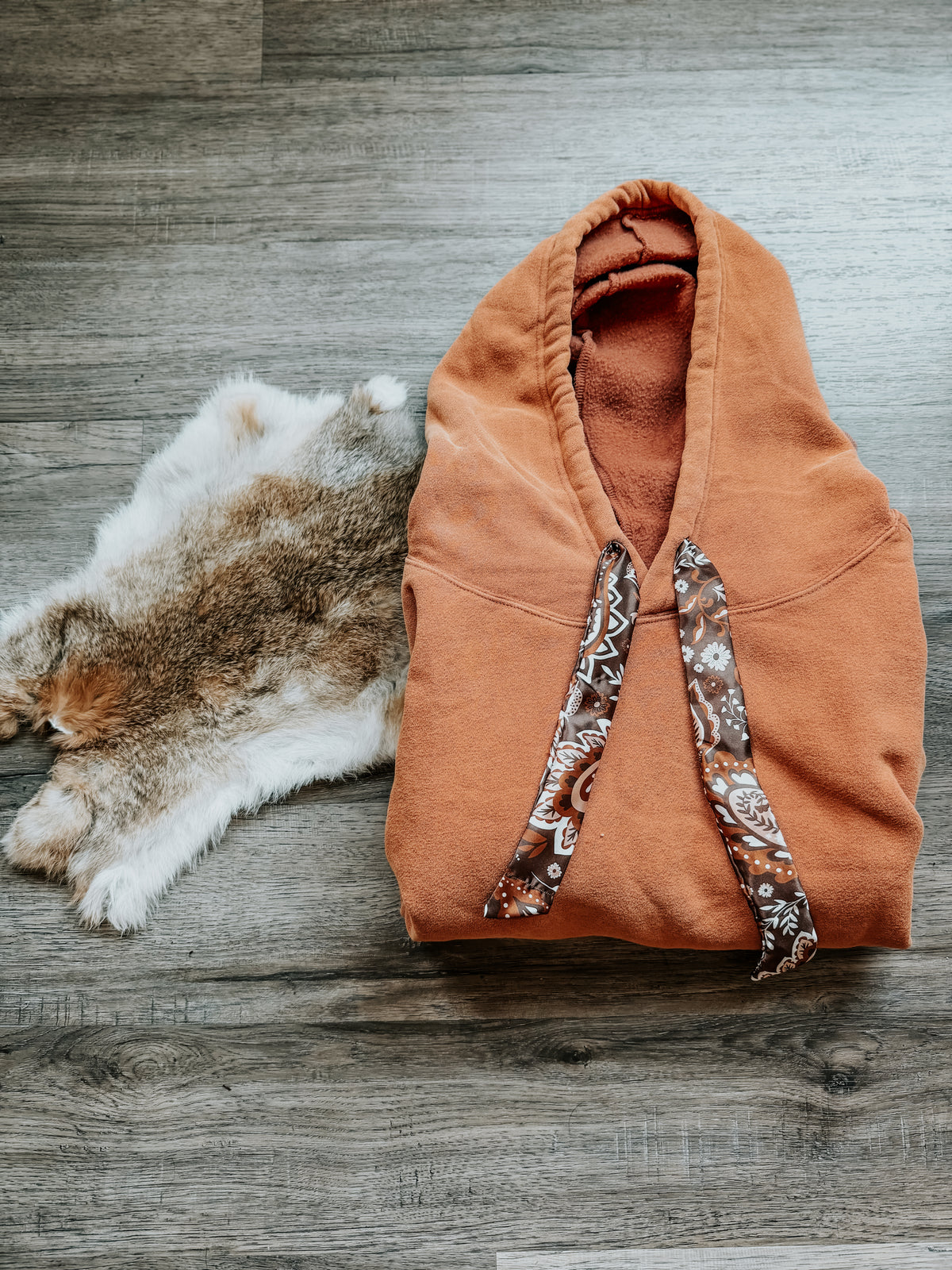 Tie Hoodie (Burnt Orange brown ties)