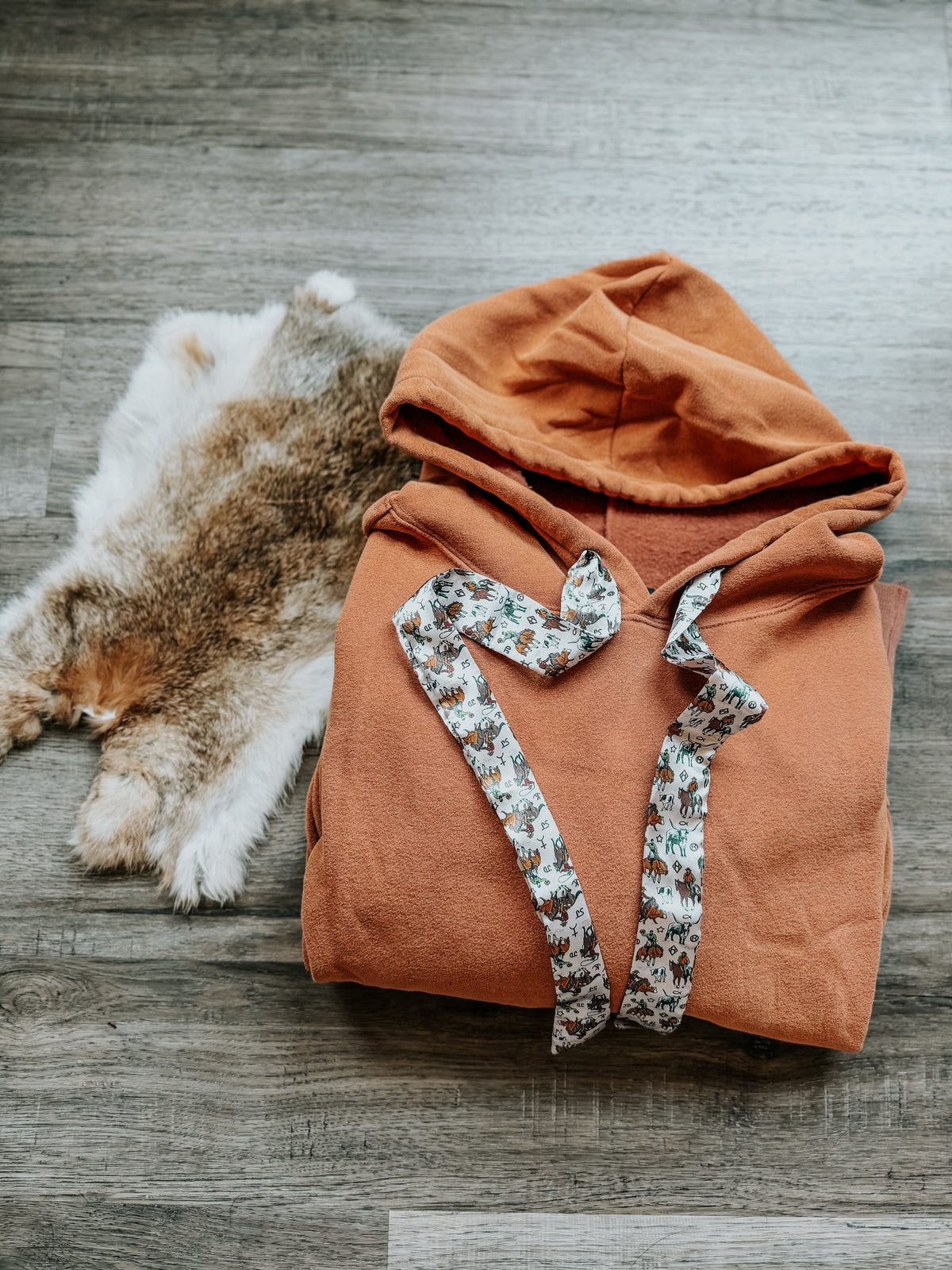 Tie Hoodie (burnt orange)