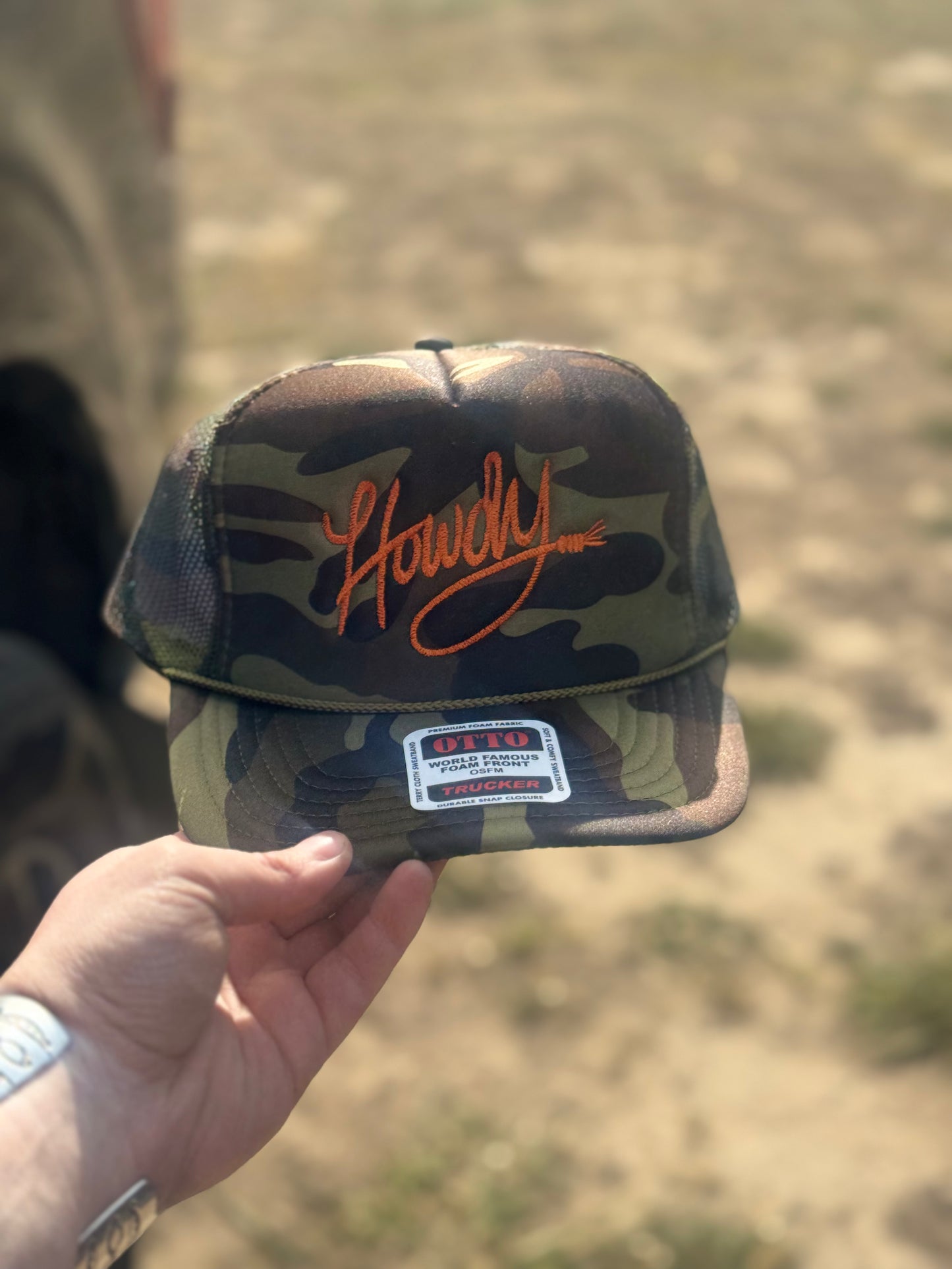 Orange Howdy Camo Hat