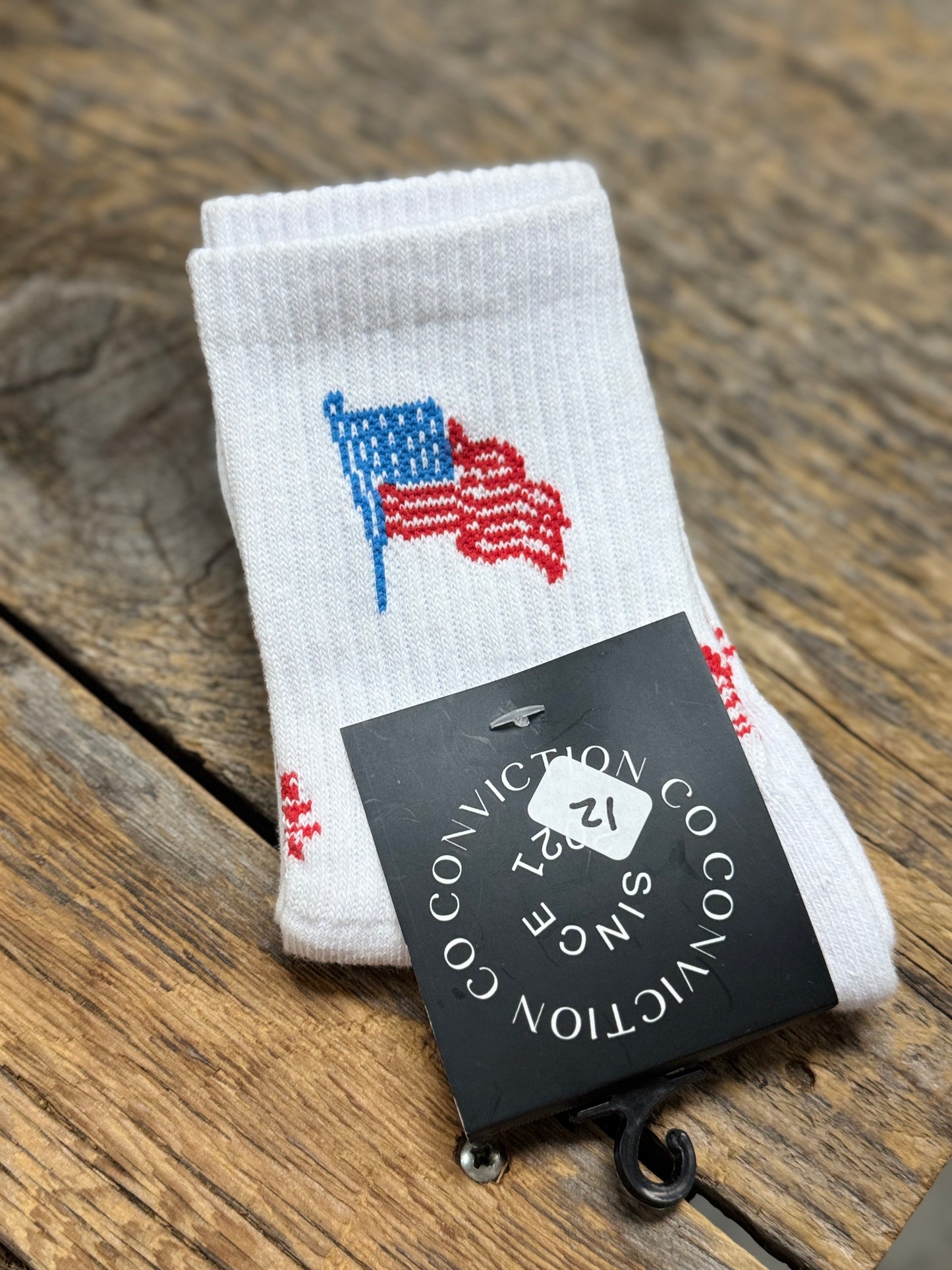 White American Flag Crew Socks