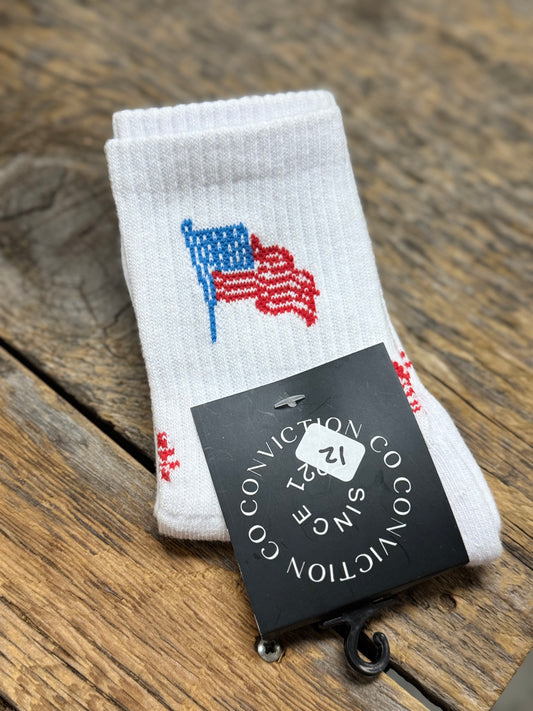 White American Flag Crew Socks