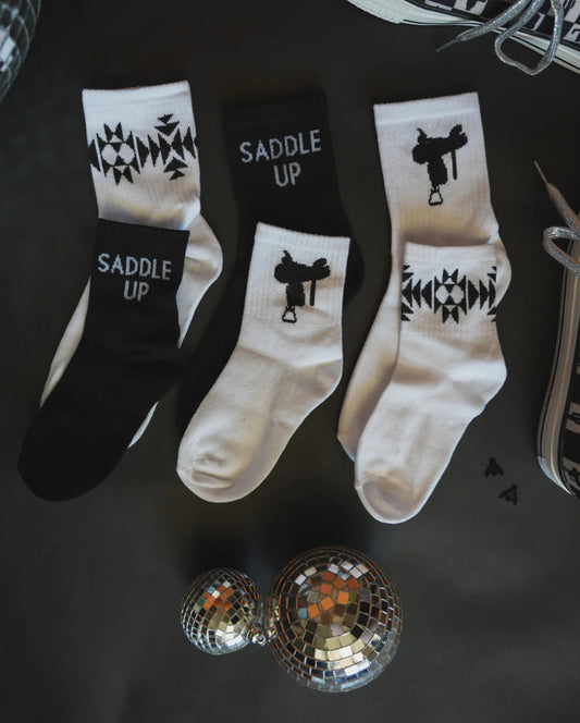 Black and White Saddle Up Socks