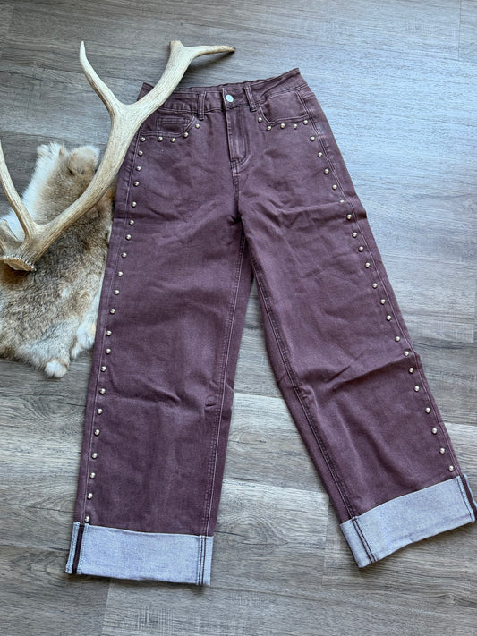 Brown Studded Pants