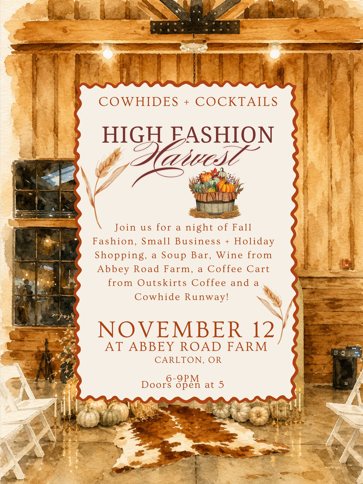 Cowhides and Cocktails Fashion Show Carlton OR
